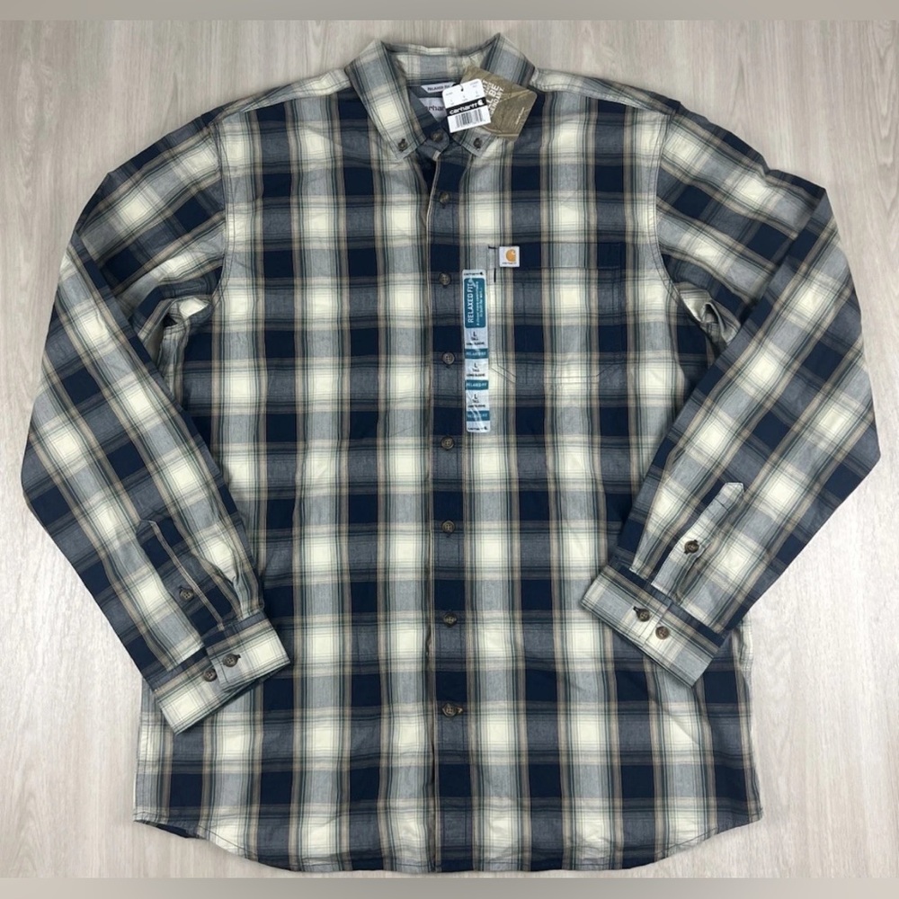 Carhartt Relaxed Fit Plaid Long Sleeve Button Up Shirt Large Tall NEW w/ TAGS